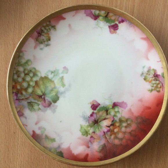 vintage Imperial PSL Austria Empire Hand painted plate 7" diameter grapes gold - Picture 1 of 4